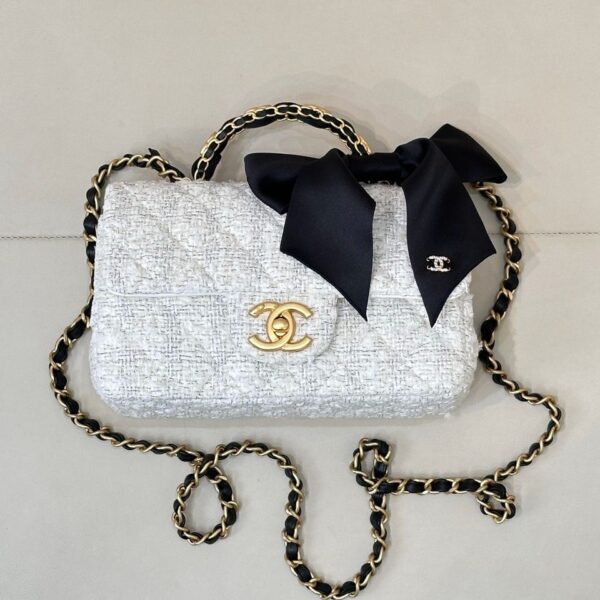 CHANEL Mini Flap Bag White & Black