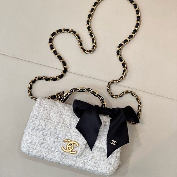 CHANEL Mini Flap Bag White & Black