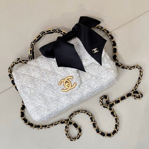 CHANEL Mini Flap Bag White & Black