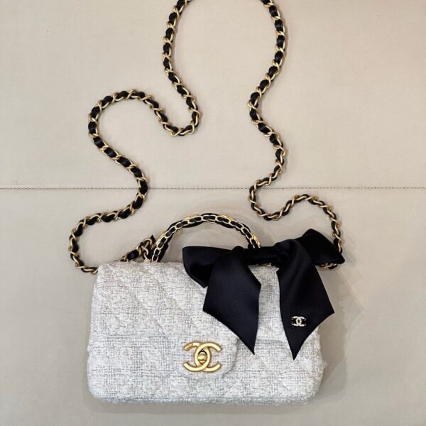 CHANEL Mini Flap Bag White & Black