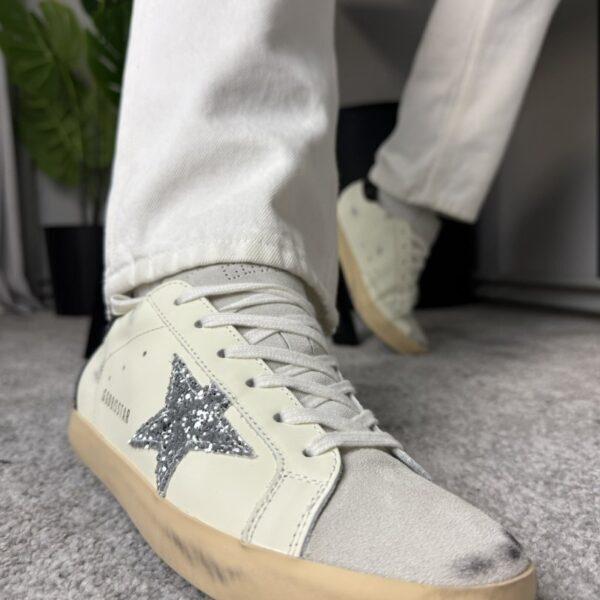 Golden Goose Super-Star White / Grey Glitter / Black Glitter