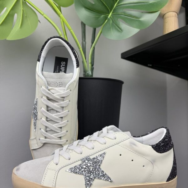 Golden Goose Super-Star White / Grey Glitter / Black Glitter