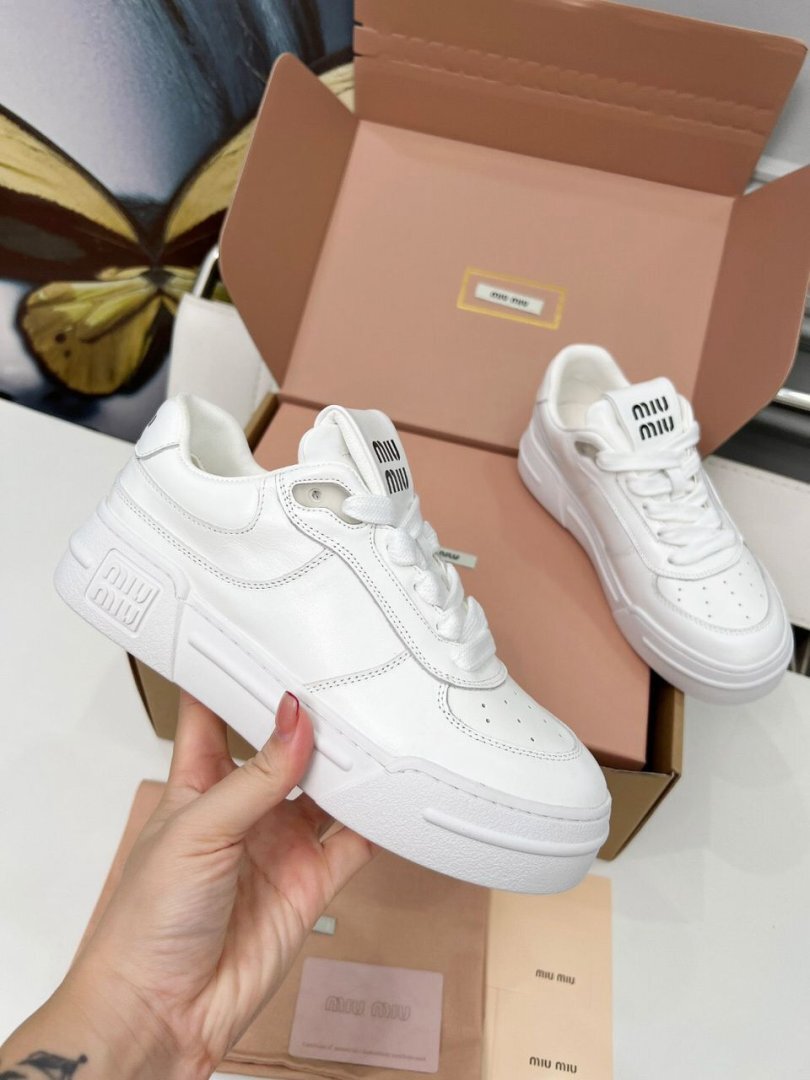 Miu Miu Leather Sneakers "White"
