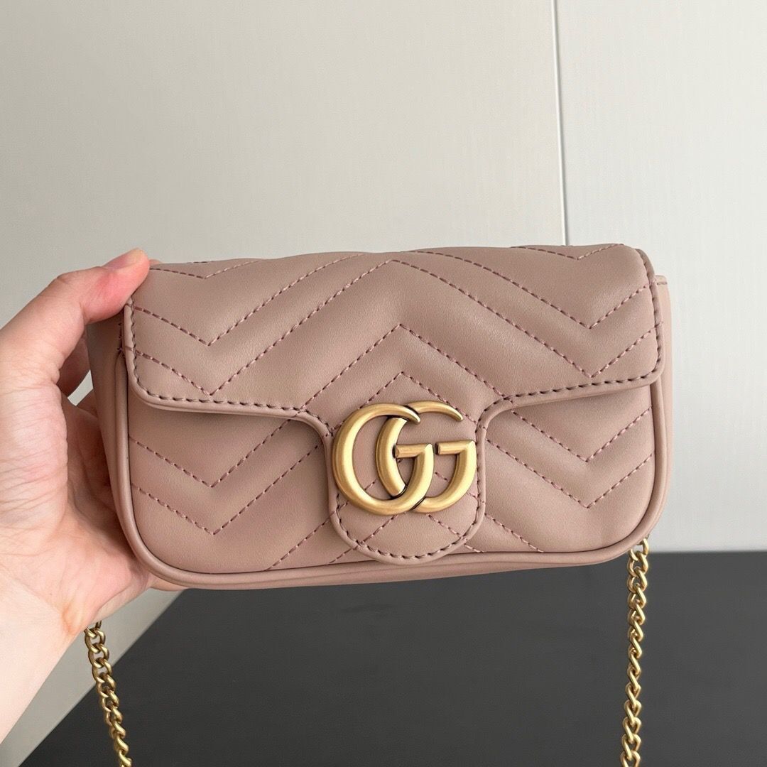Gucci GG Marmont Matelasse Super Mini Bag "Dusty Pink"