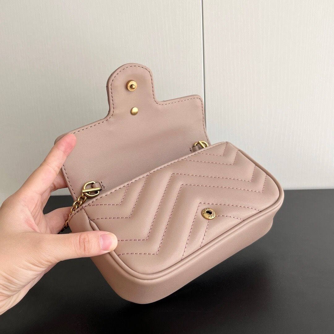 Gucci GG Marmont Matelasse Super Mini Bag "Dusty Pink"