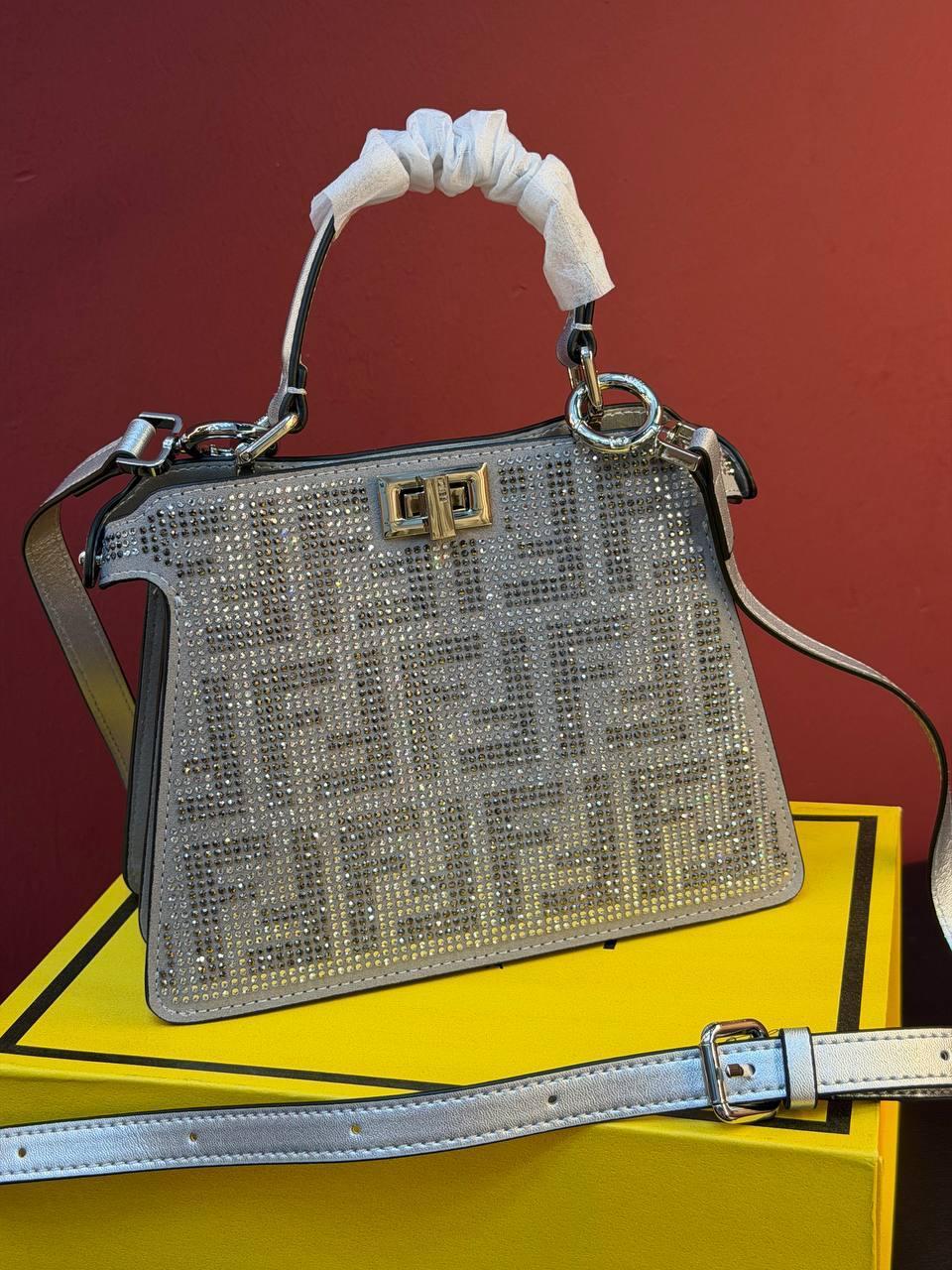 Fendi Silver Crystal Glitter Bag - Slika 2