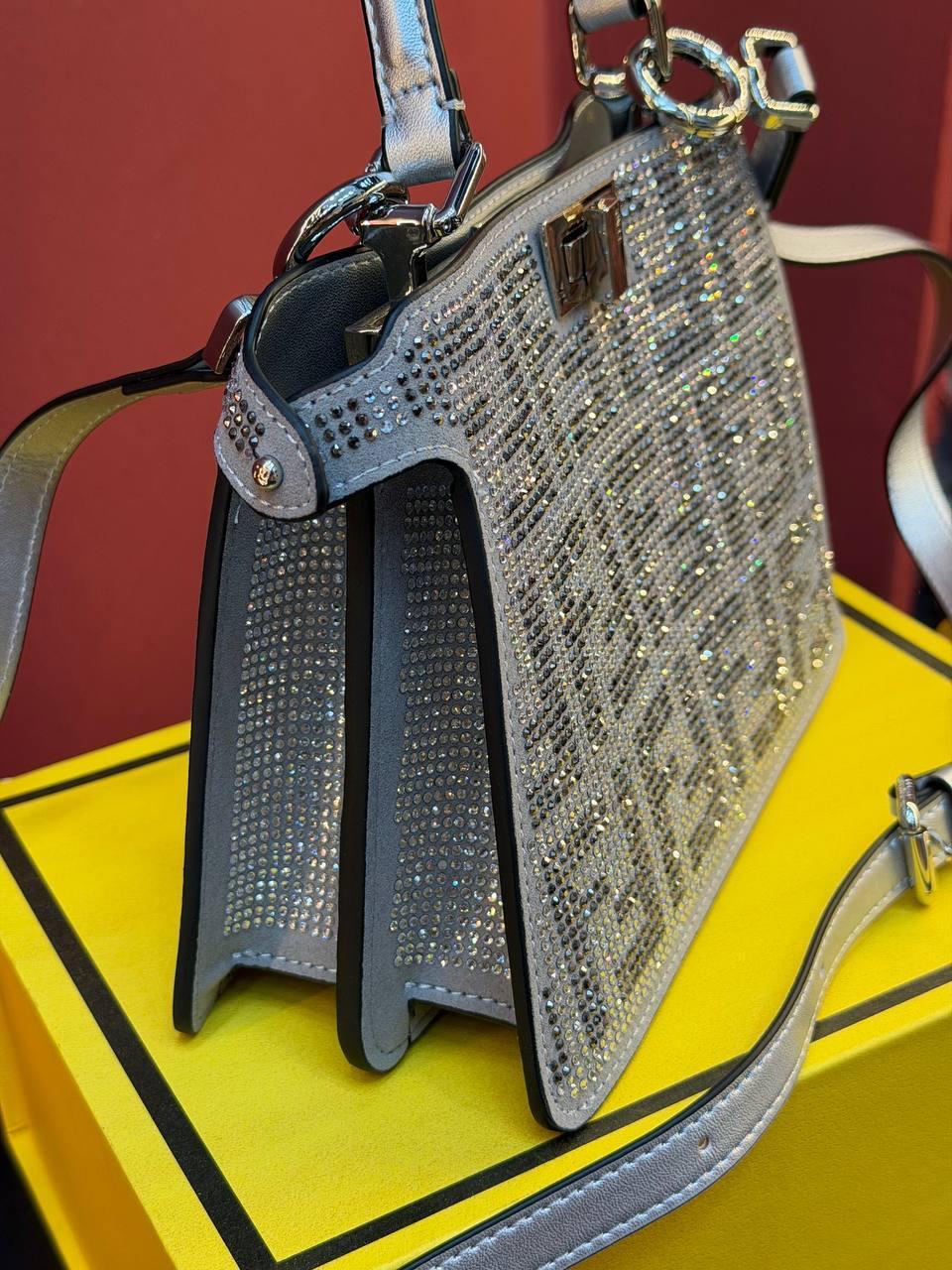 Fendi Silver Crystal Glitter Bag - Slika 3