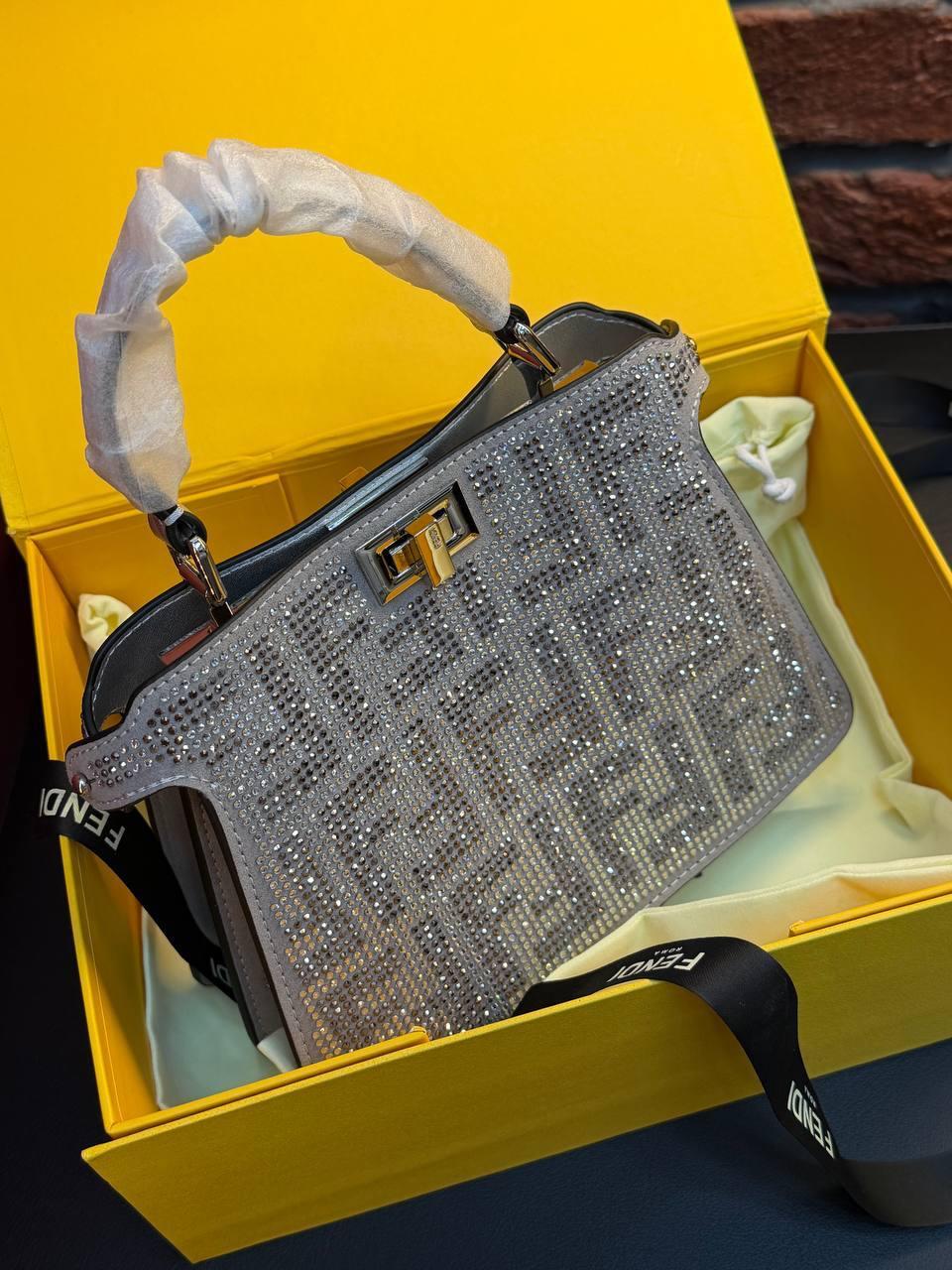 Fendi Silver Crystal Glitter Bag - Slika 5