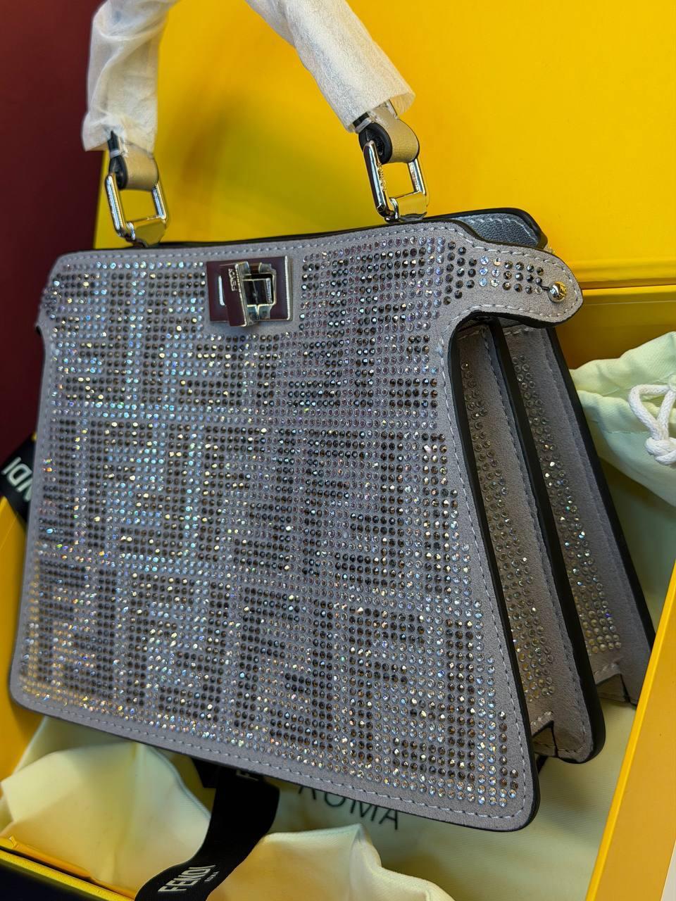 Fendi Silver Crystal Glitter Bag - Slika 9