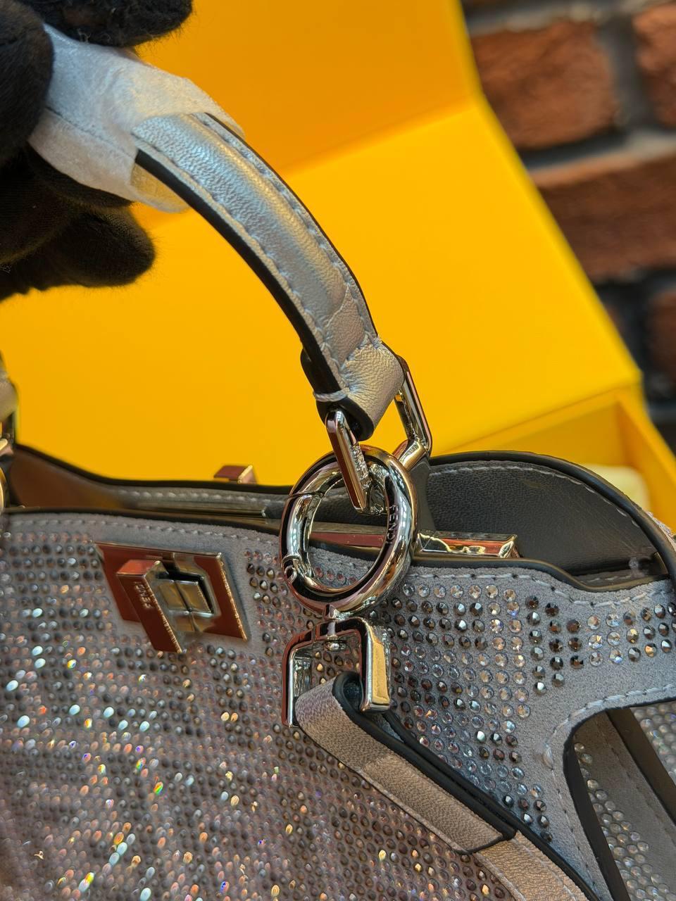 Fendi Silver Crystal Glitter Bag - Slika 10