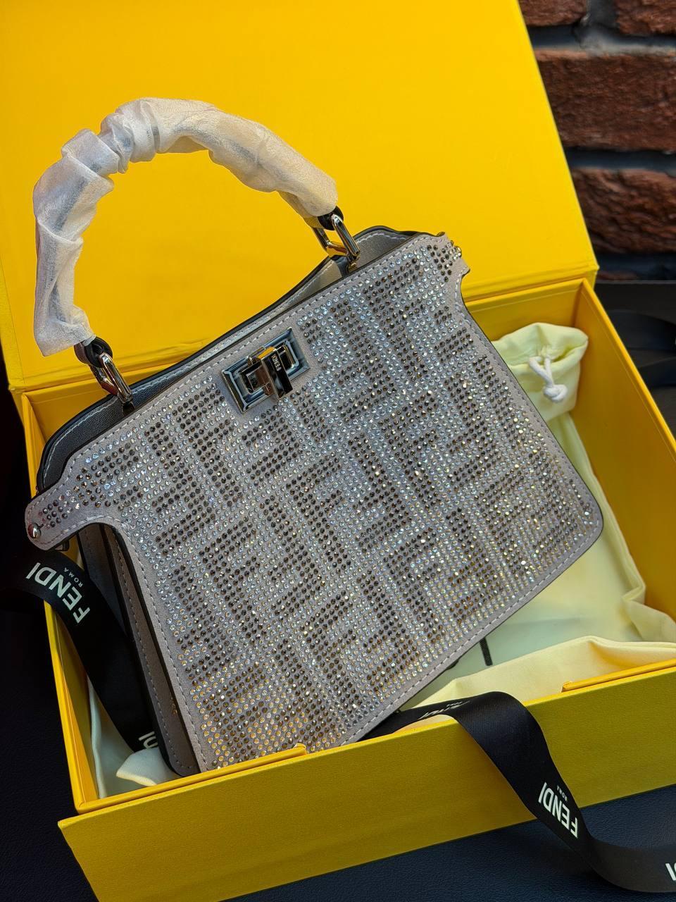 Fendi Silver Crystal Glitter Bag - Slika 12