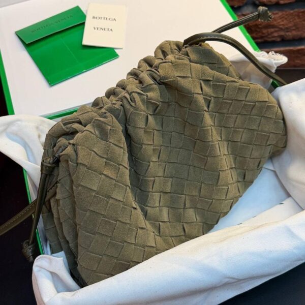 Bottega Veneta Suede Woven Shoulder Bag "Cypress"
