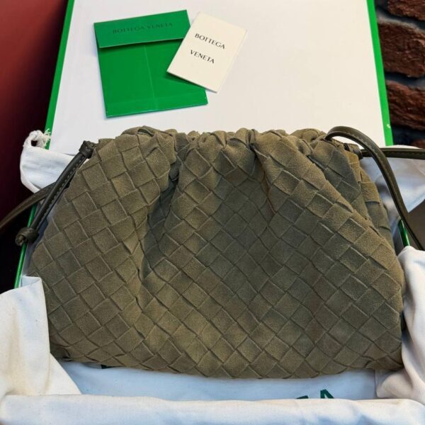 Bottega Veneta Suede Woven Shoulder Bag "Cypress"