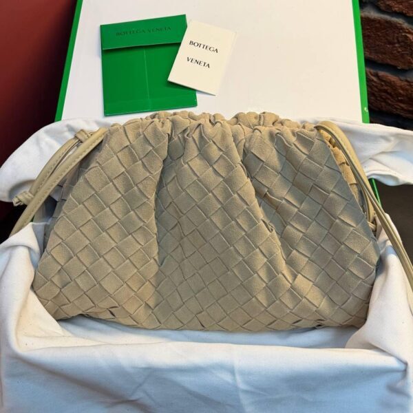 Bottega Veneta Suede Woven Shoulder Bag "Beige"