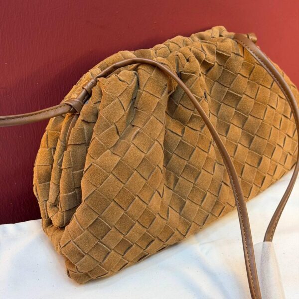 Bottega Veneta Suede Woven Shoulder Bag "Brown"