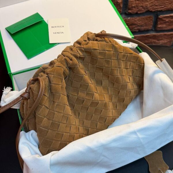 Bottega Veneta Suede Woven Shoulder Bag "Brown"