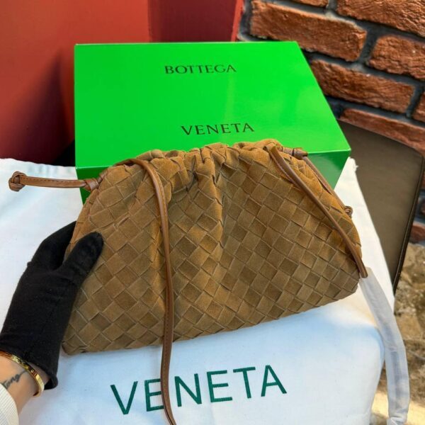 Bottega Veneta Suede Woven Shoulder Bag "Brown"