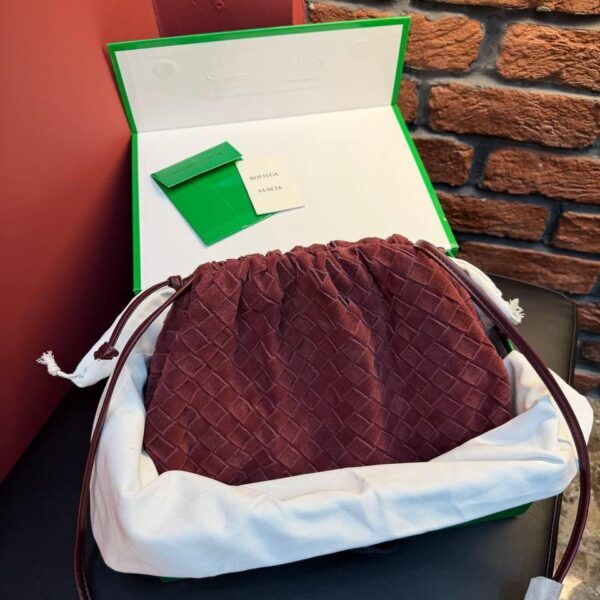 Bottega Veneta Suede Woven Shoulder Bag "Burgundy"