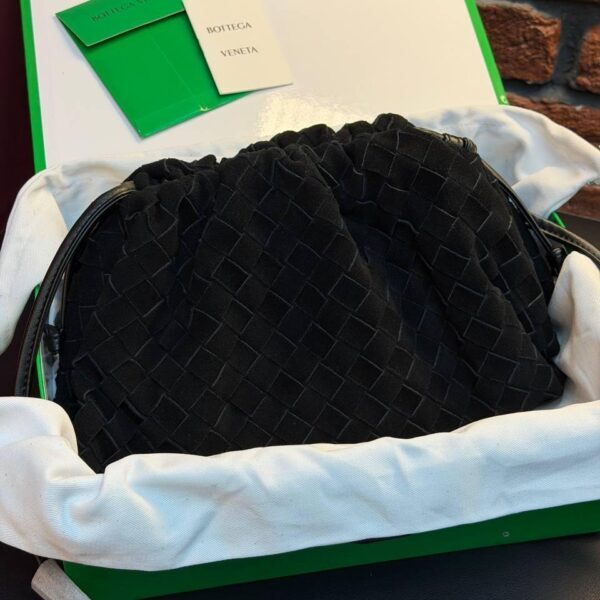 Bottega Veneta Suede Woven Shoulder Bag "Black"
