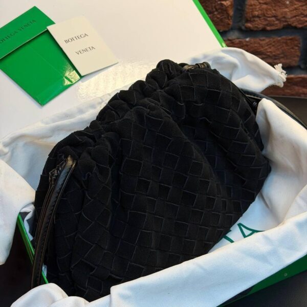 Bottega Veneta Suede Woven Shoulder Bag "Black"