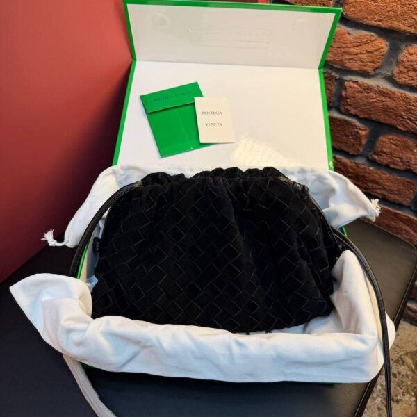 Bottega Veneta Suede Woven Shoulder Bag "Black"