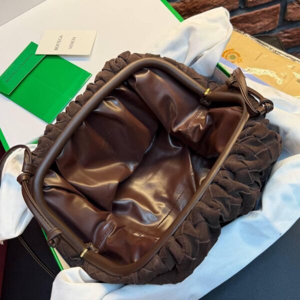 Bottega Veneta Suede Woven Shoulder Bag "Dark Brown"