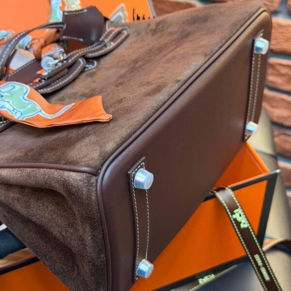 Hermes Birkin 25 Bag Suede "Dark Brown"