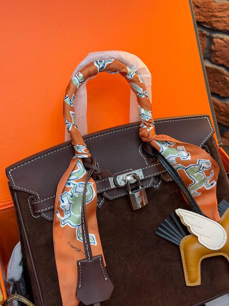 Hermes Birkin 25 Bag Suede "Dark Brown" - Slika 4