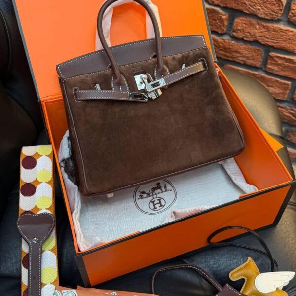 Hermes Birkin 25 Bag Suede "Dark Brown"