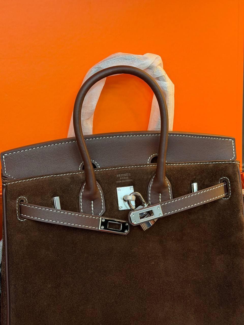 Hermes Birkin 25 Bag Suede "Dark Brown" - Slika 6