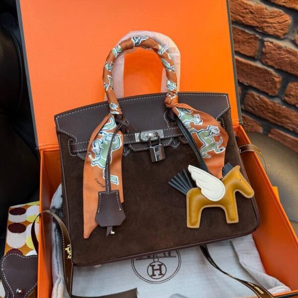 Hermes Birkin 25 Bag Suede "Dark Brown"