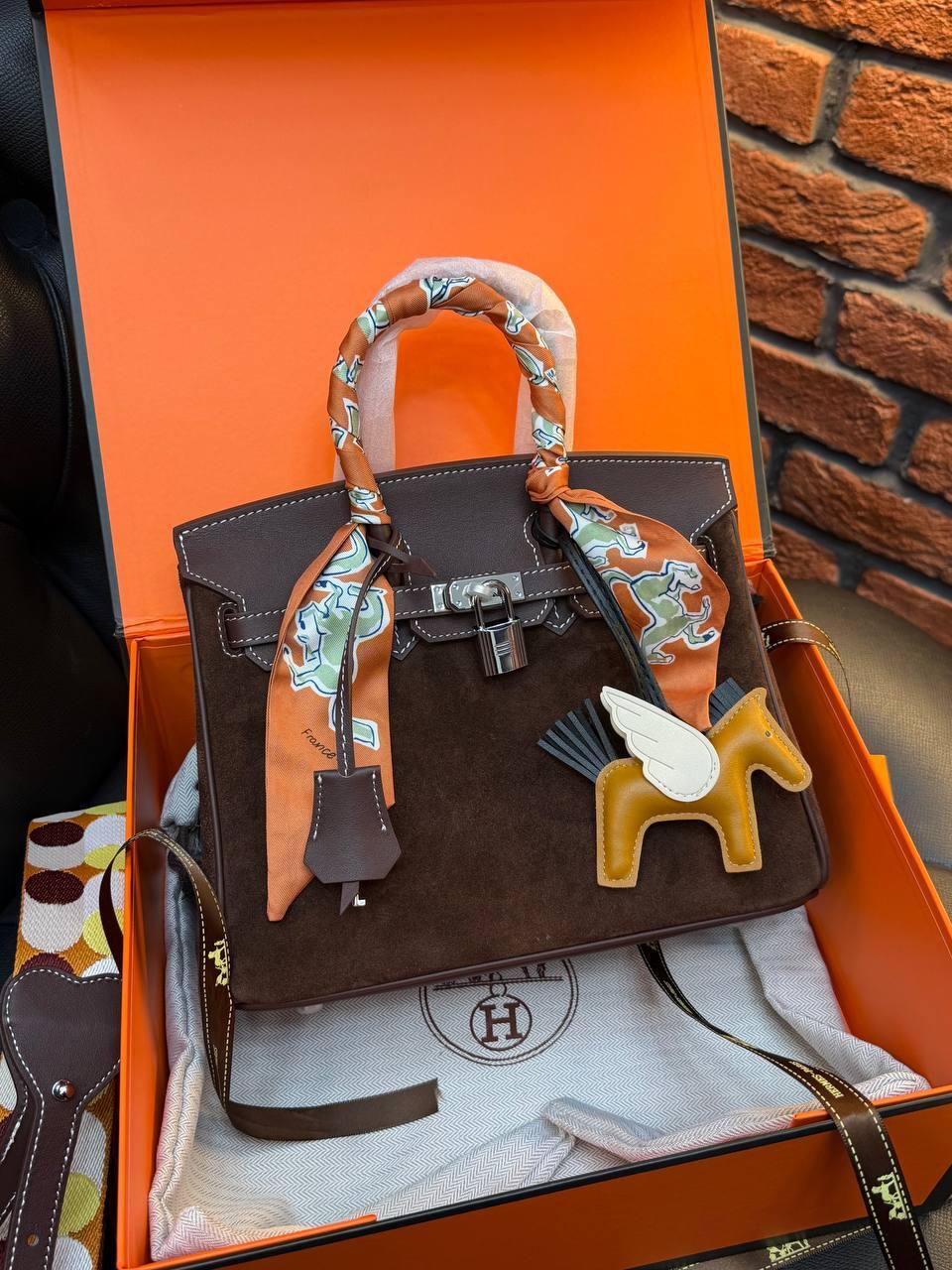 Hermes Birkin 25 Bag Suede "Dark Brown"