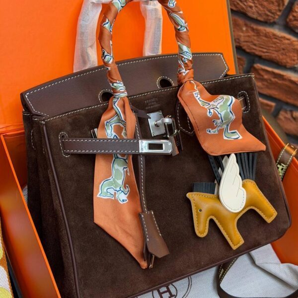 Hermes Birkin 25 Bag Suede "Dark Brown"