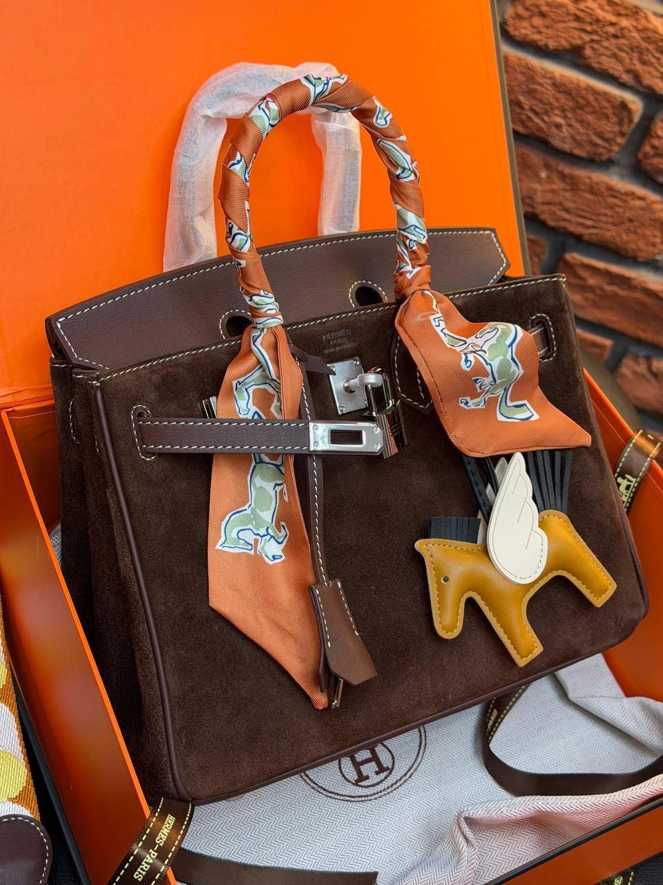 Hermes Birkin 25 Bag Suede "Dark Brown" - Slika 8