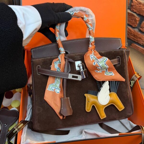 Hermes Birkin 25 Bag Suede "Dark Brown"