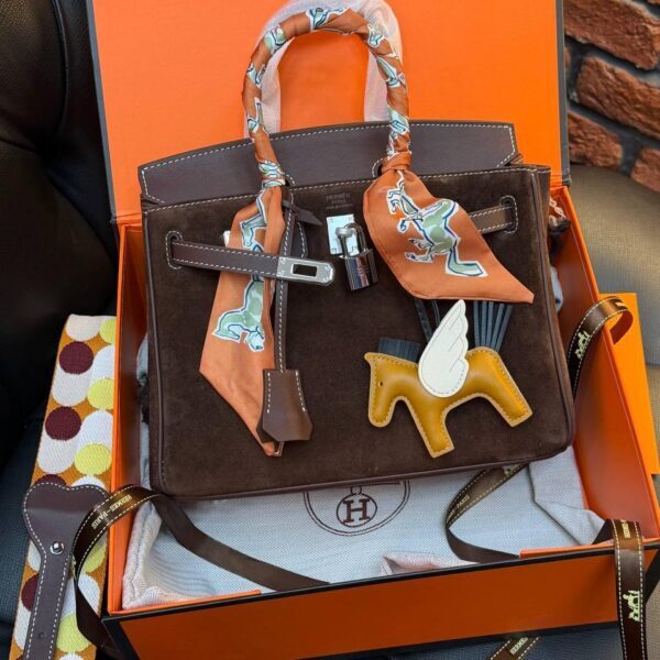 Hermes Birkin 25 Bag Suede "Dark Brown"