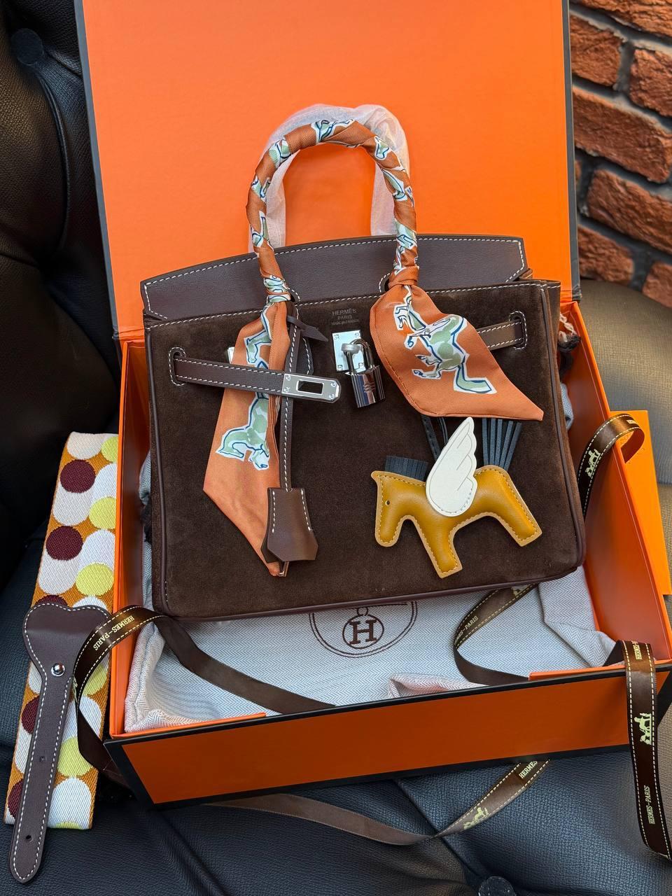 Hermes Birkin 25 Bag Suede "Dark Brown" - Slika 11