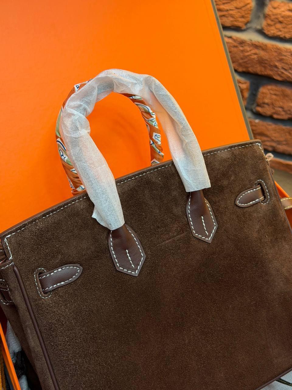 Hermes Birkin 25 Bag Suede "Dark Brown" - Slika 12