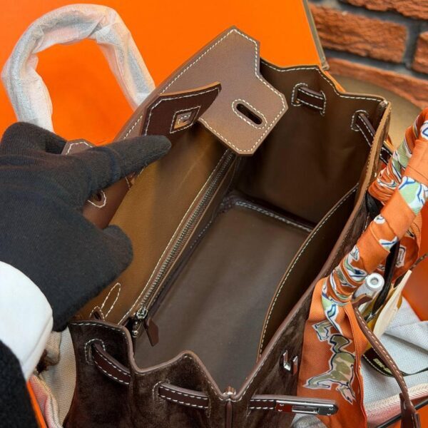 Hermes Birkin 25 Bag Suede "Dark Brown"