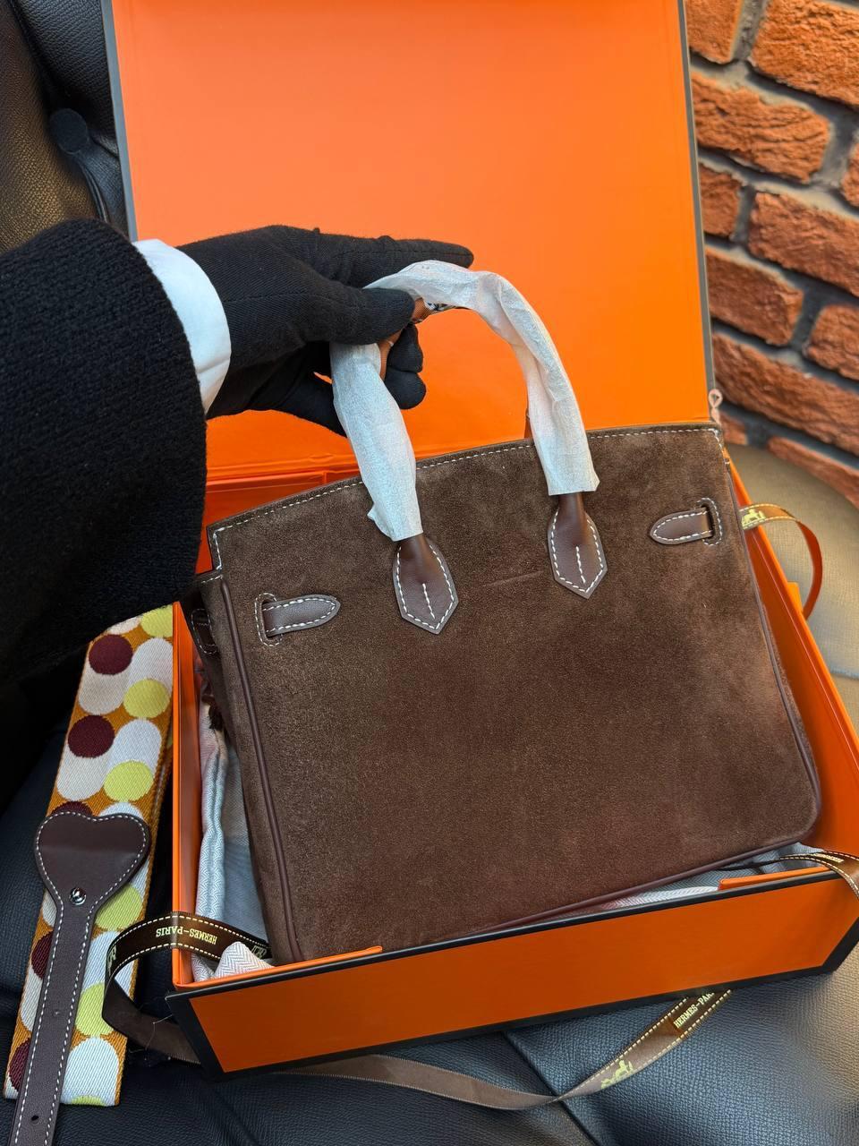 Hermes Birkin 25 Bag Suede "Dark Brown" - Slika 15