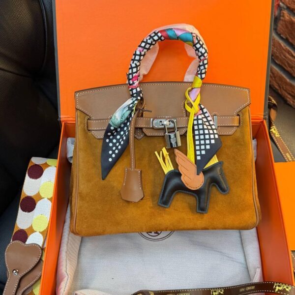 Hermes Birkin 25 Bag Suede "Camel"