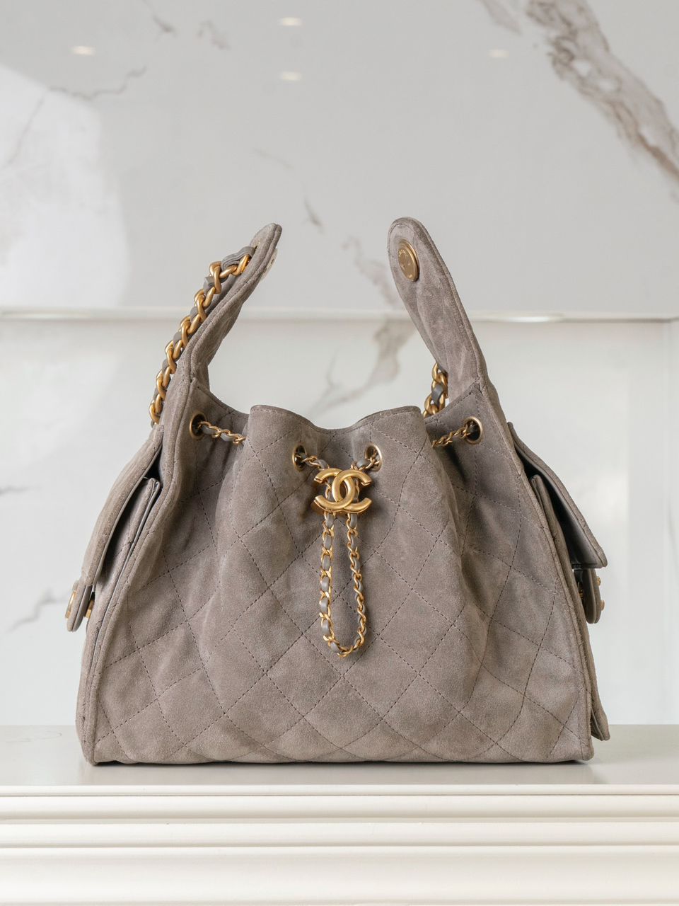 Chanel Mini 25 Hobo Bag Suede Leather