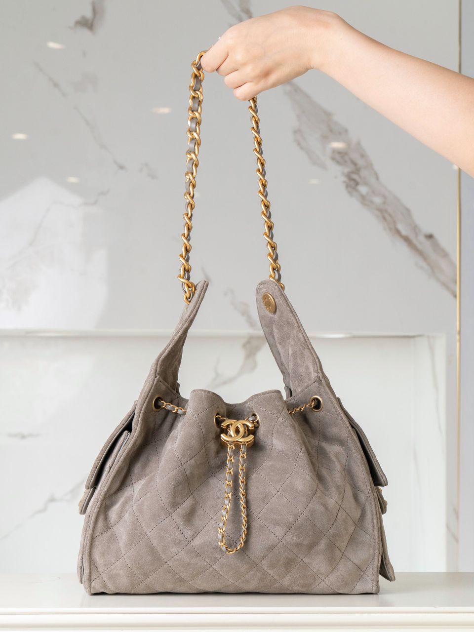 Chanel Mini 25 Hobo Bag Suede Leather - Slika 5