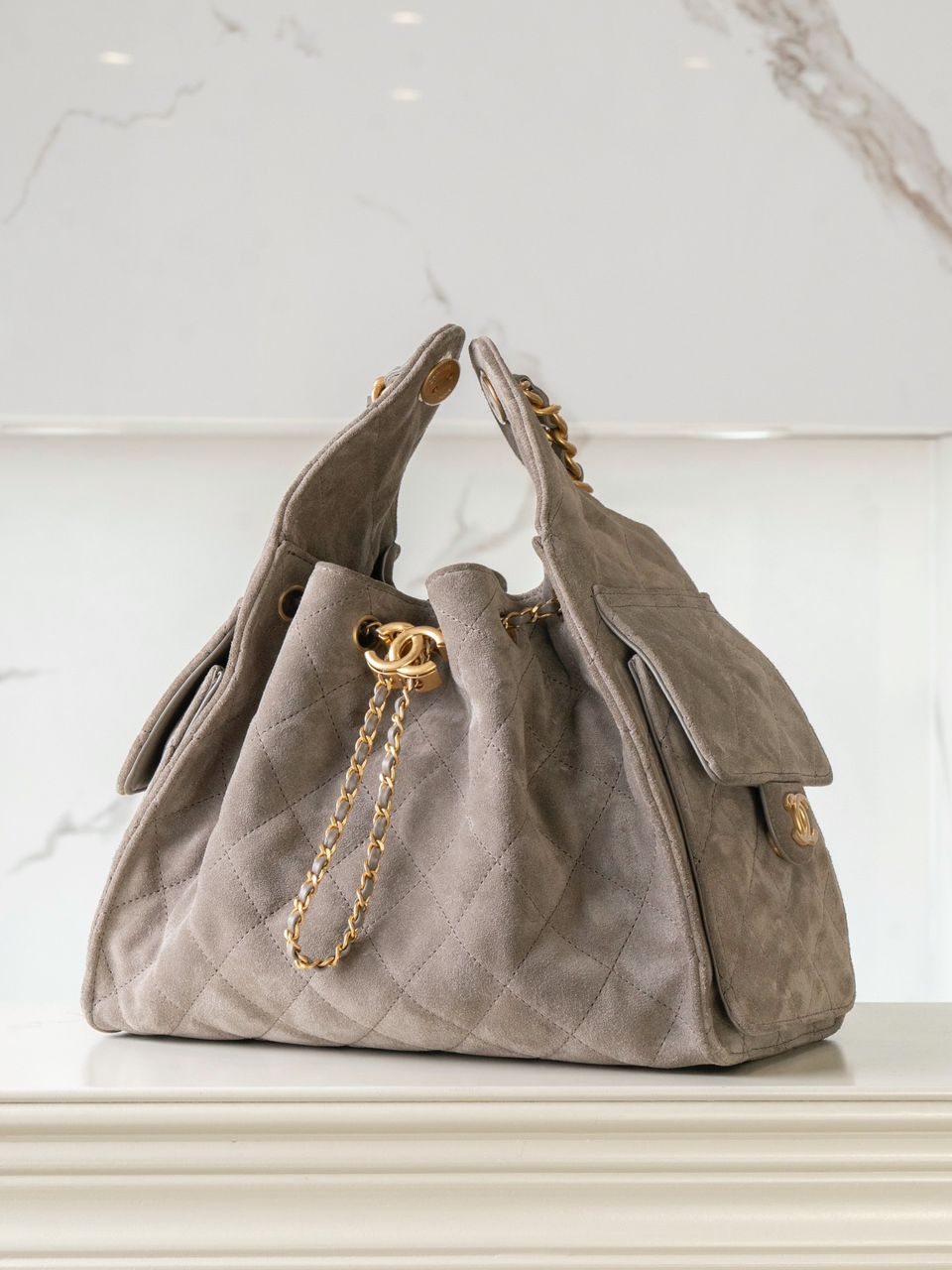 Chanel Mini 25 Hobo Bag Suede Leather - Slika 9