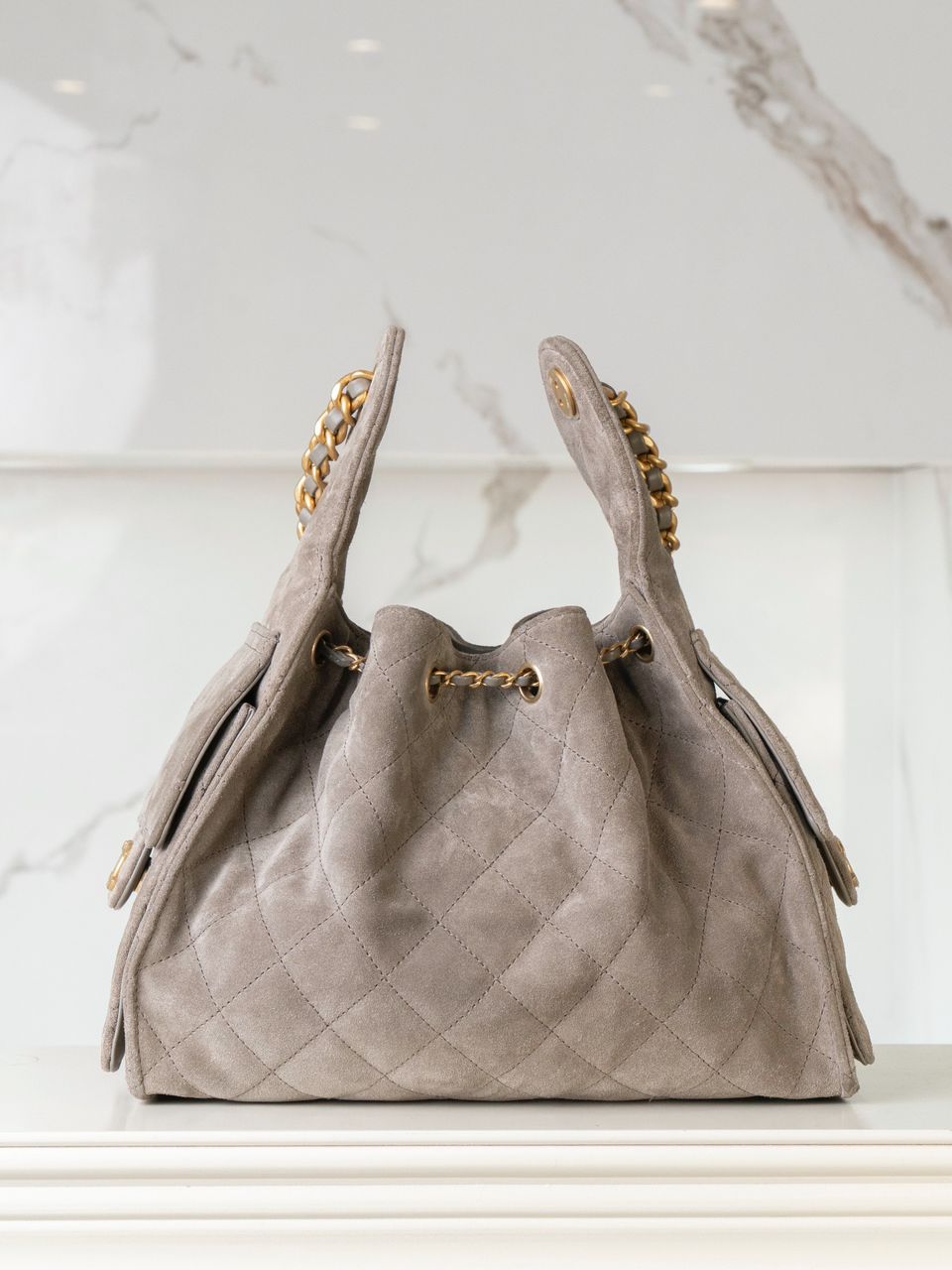 Chanel Mini 25 Hobo Bag Suede Leather - Slika 10