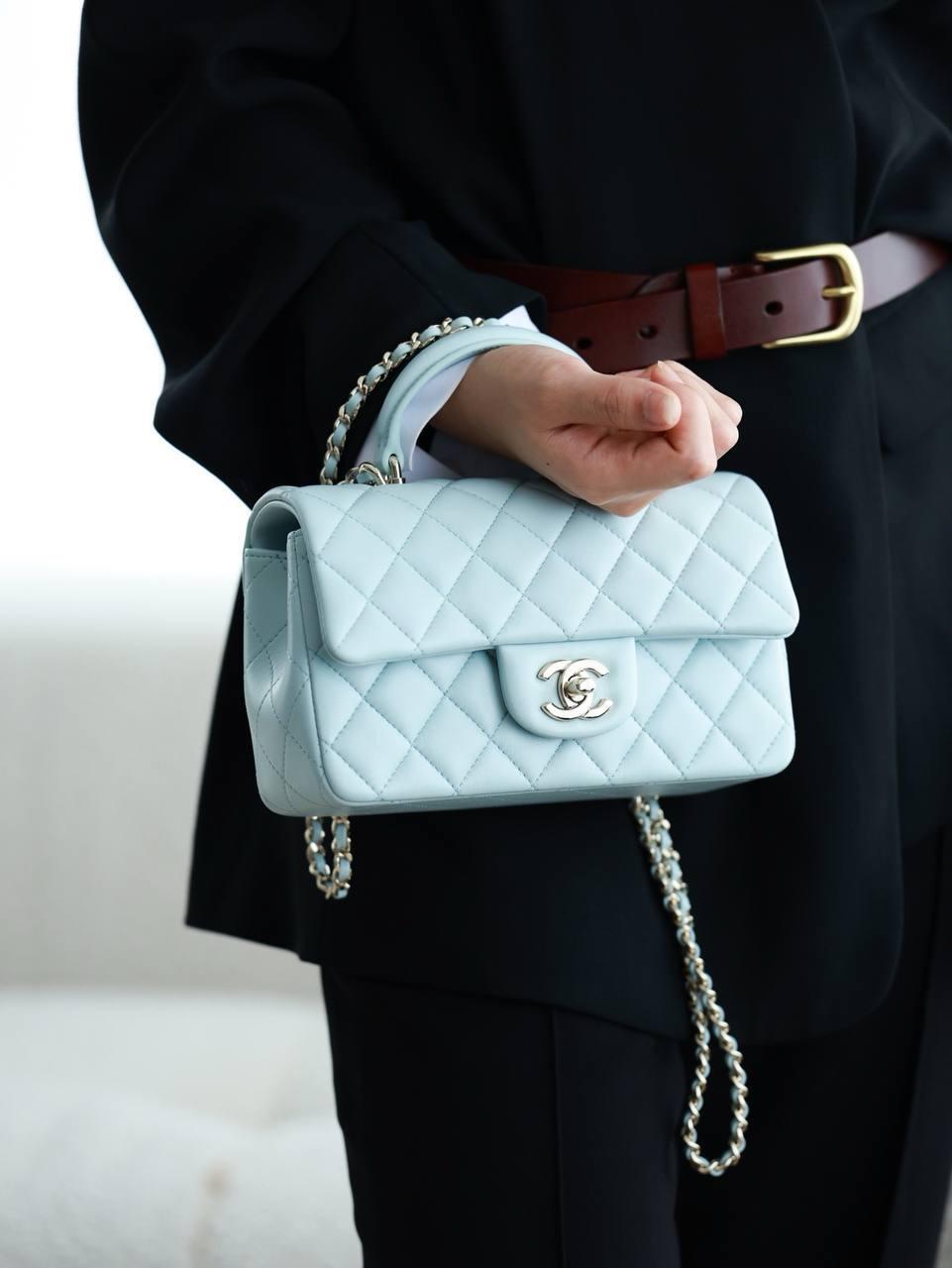 CHANEL Mini Flap Bag Light Blue - Slika 11