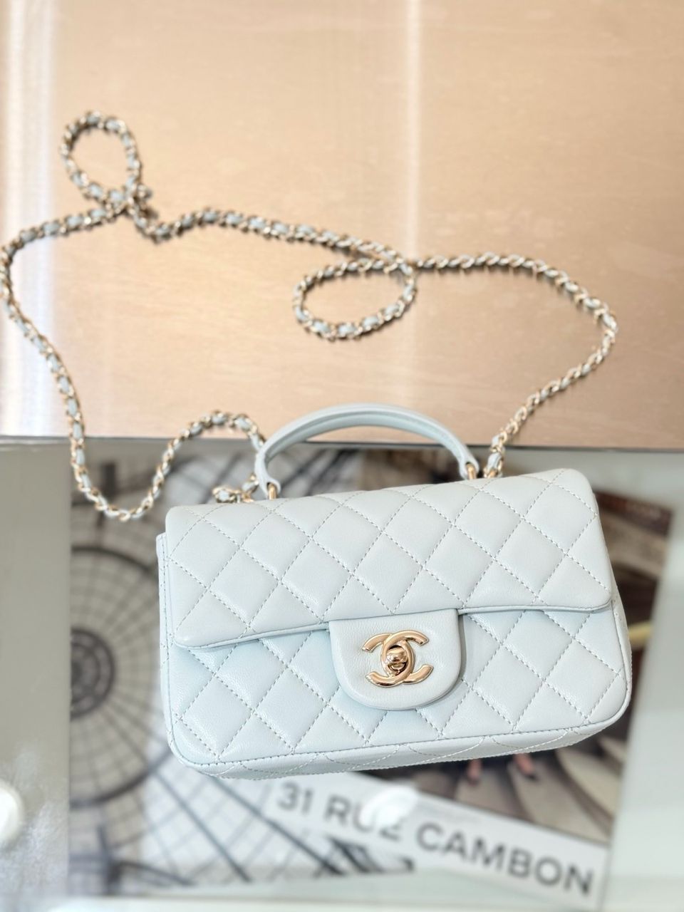 CHANEL Mini Flap Bag Light Blue - Slika 5