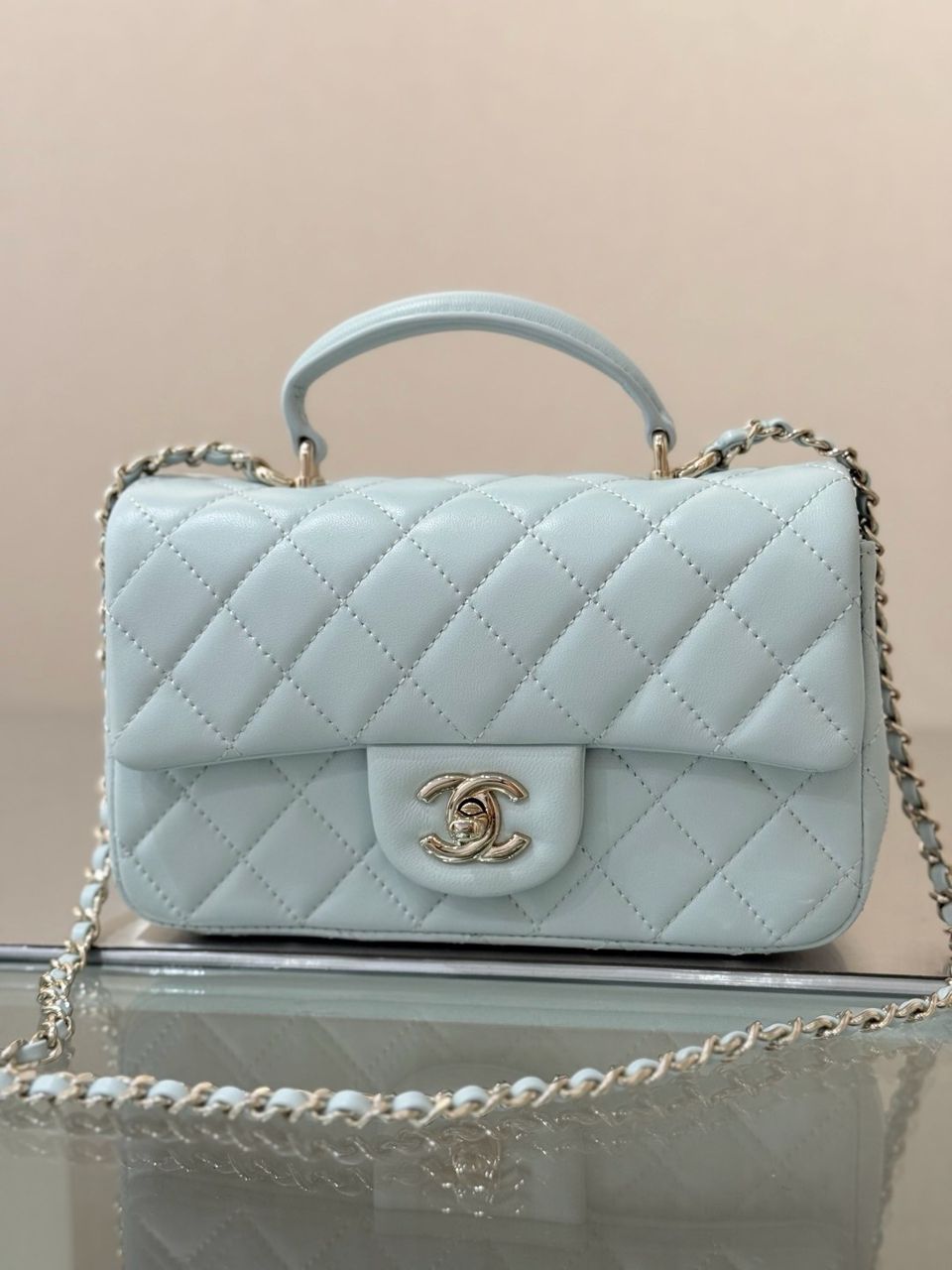 CHANEL Mini Flap Bag Light Blue - Slika 9