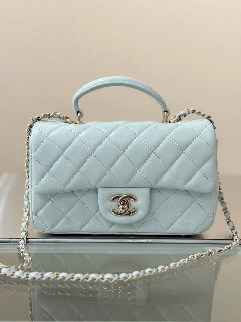 CHANEL Mini Flap Bag Light Blue - Slika 10